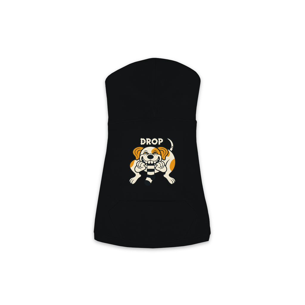Drop Labrador dog hoodie in Black, sizes XS-M