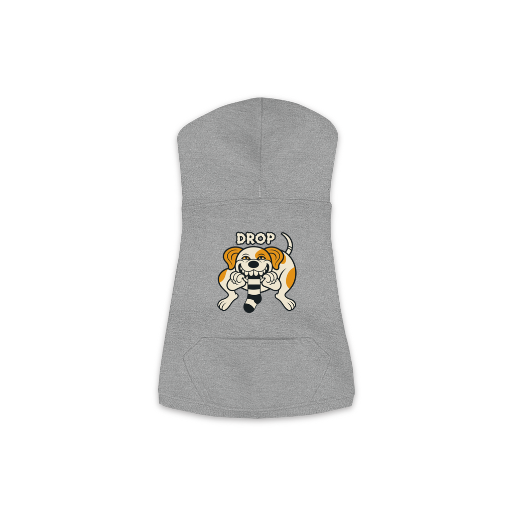Drop Labrador dog hoodie in Granite Heather, sizes XS-M