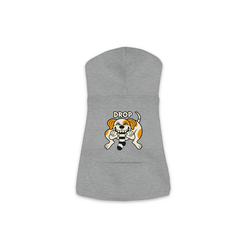 Drop Labrador dog hoodie in Granite Heather, sizes XS-M