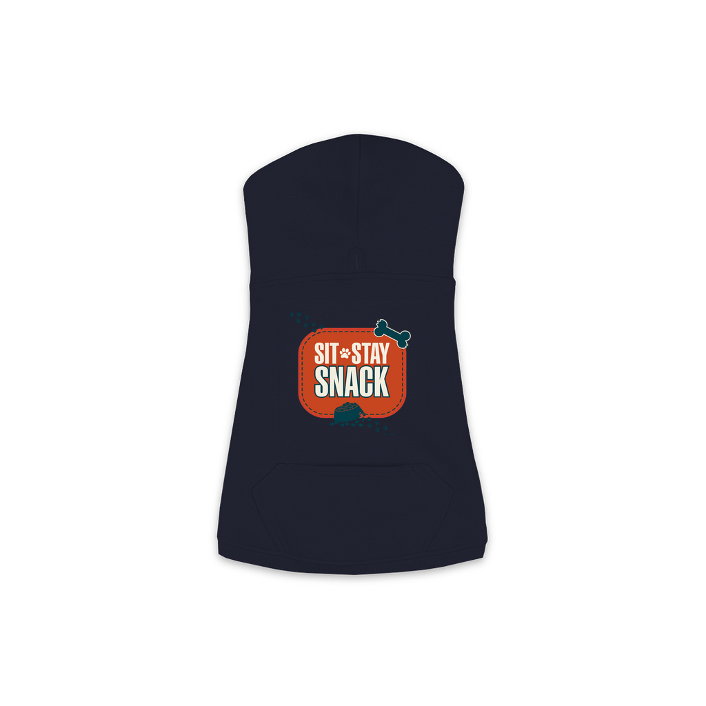 Sit Stay Snack Dog Hoodie — Navy, S