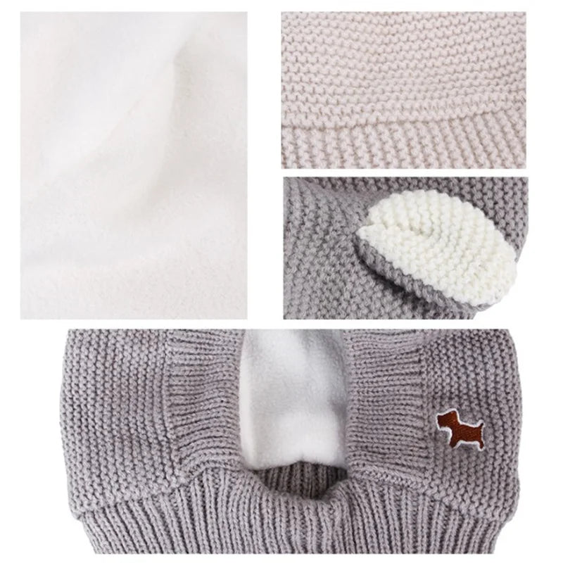 Ear Defending Dog Hat — knitted noise-reducing ear-cover hat for dogs, close-up fabric — SniffWaggleNWalk