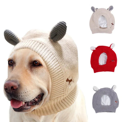 Ear Defending Dog Hat — knitted noise-reducing ear-cover hat for dogs, colour options — SniffWaggleNWalk