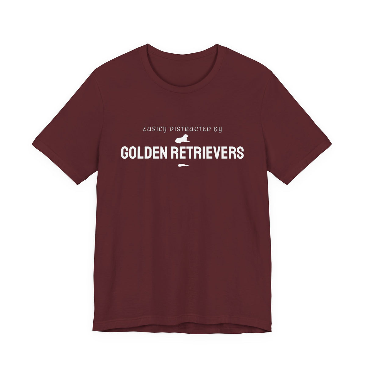 Easily Distracted by Golden Retrievers slogan tee in navy