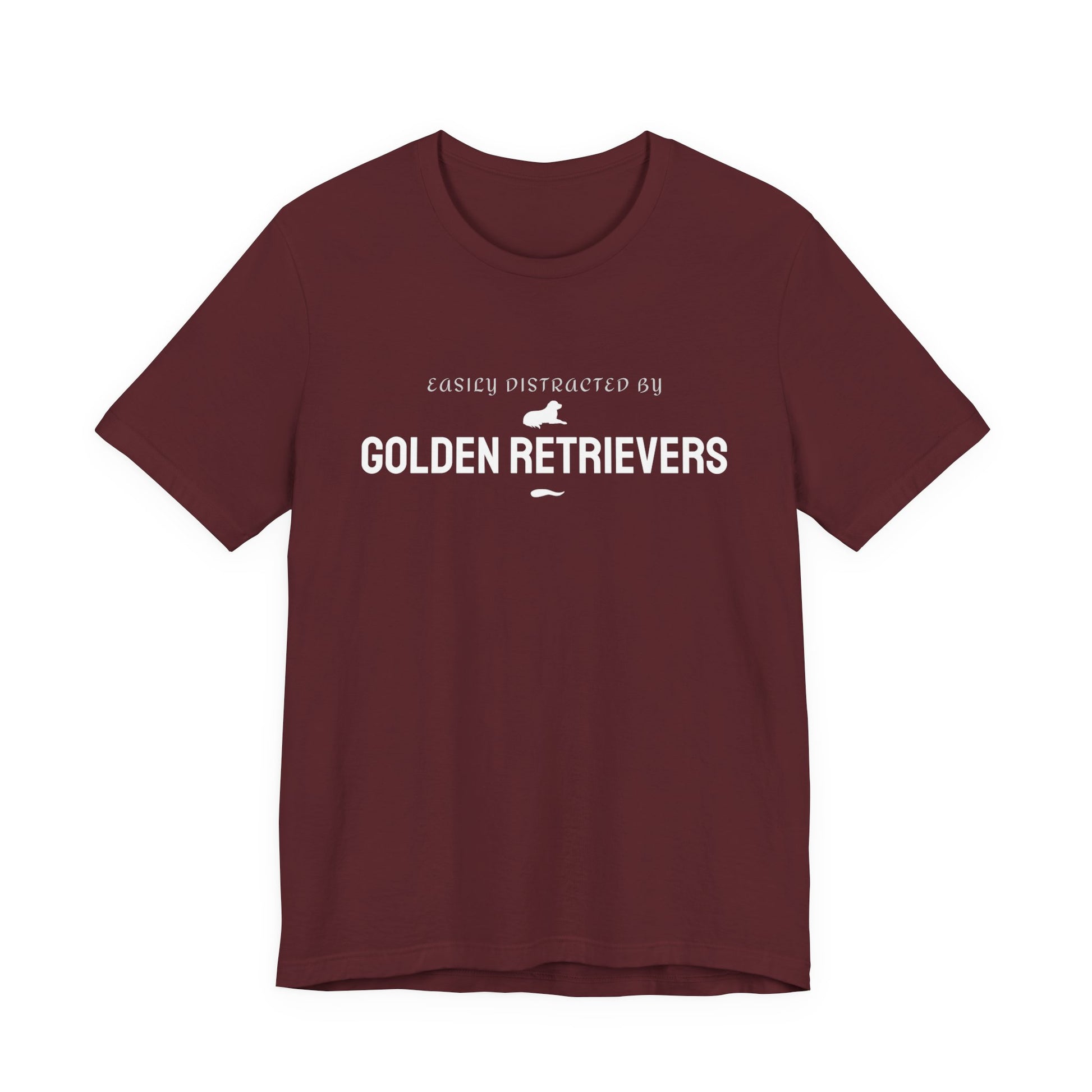 Easily Distracted by Golden Retrievers slogan tee in navy