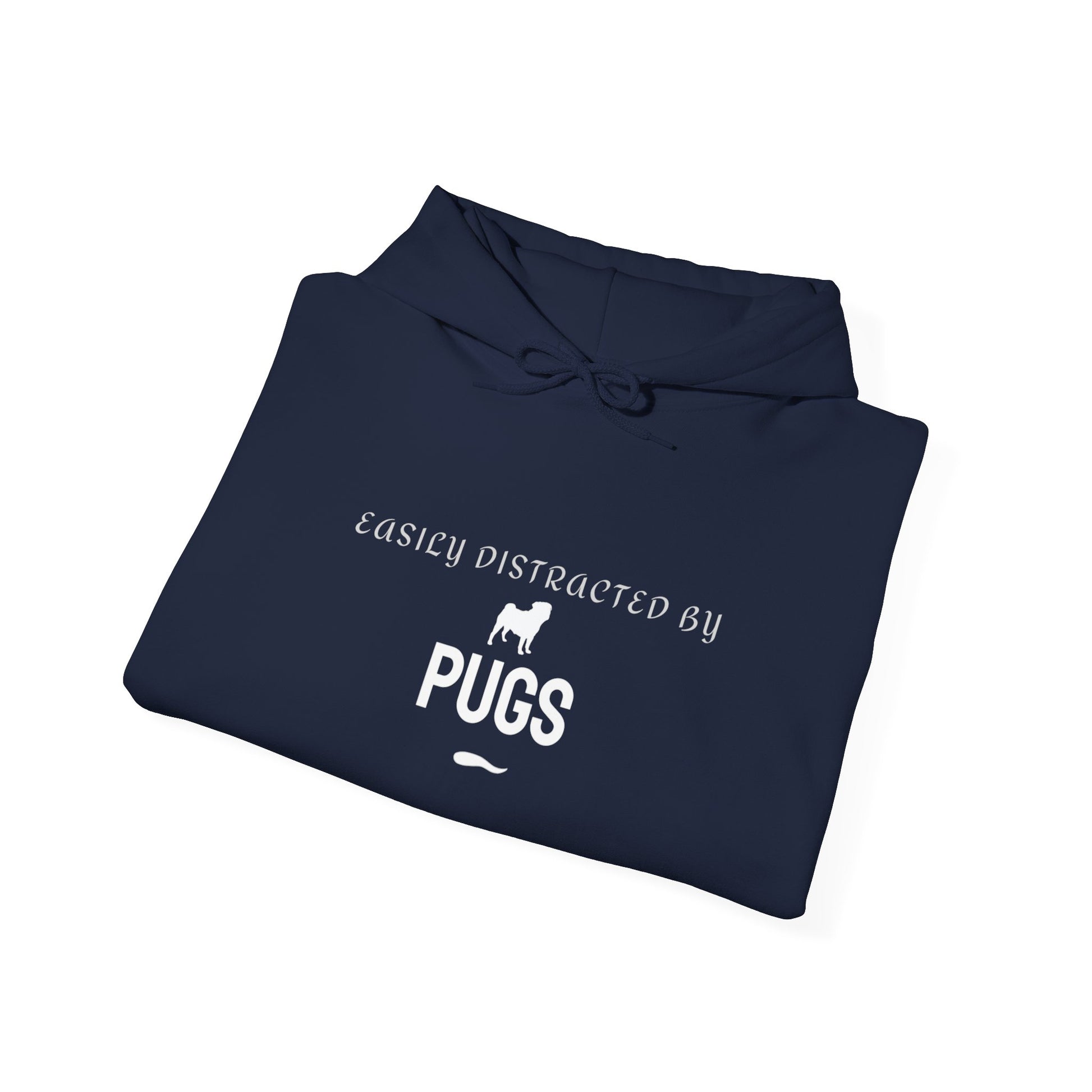 Easily Distracted by Pugs maroon hoodie detail