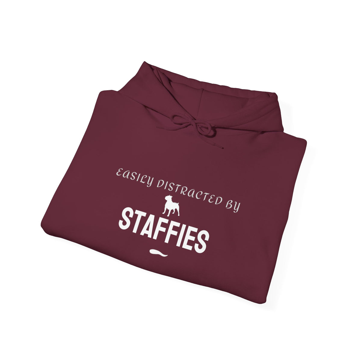 Easily Distracted by Staffies hoodie black flat lay