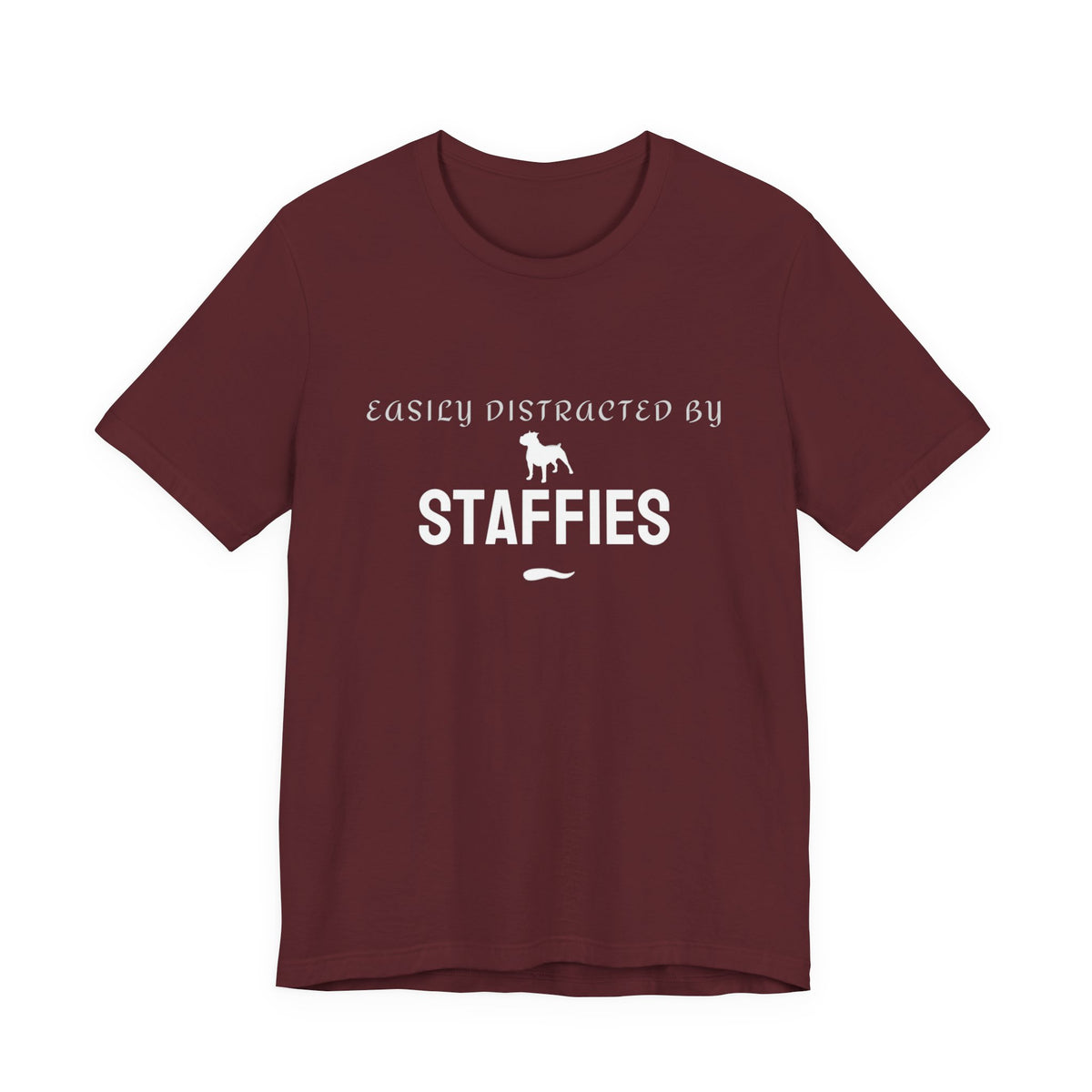 Easily Distracted by Staffies slogan tee in navy
