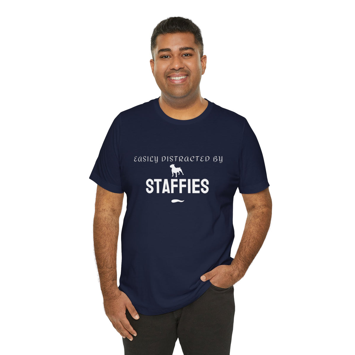 Easily Distracted by Staffies tee - soft cotton dog gift