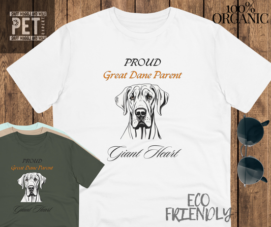 GREAT DANE PARENT "Giant Heart" Organic T-shirt - Unisex - Sniff Waggle And Walk