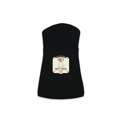Empty Bowl dog hoodie in black, sizes XS to M