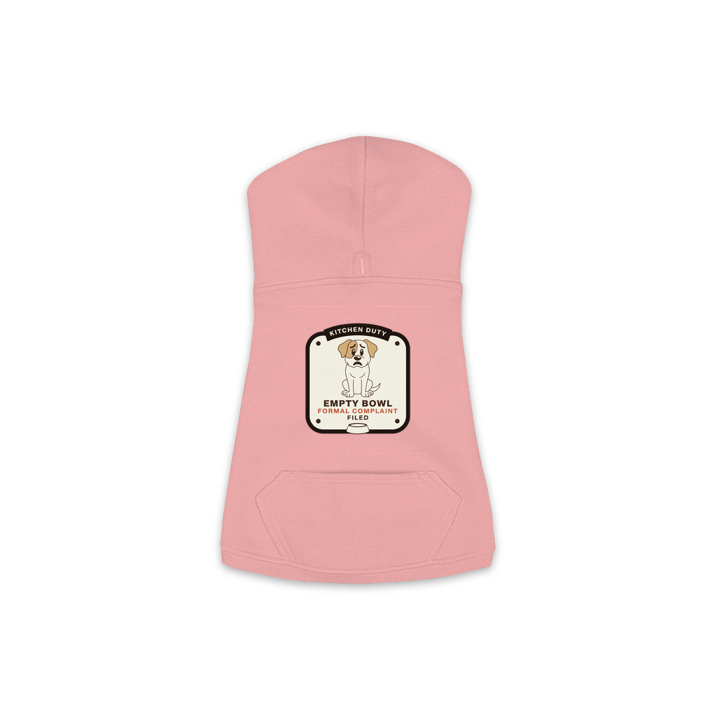 Empty Bowl dog hoodie in mauvelous pink, sizes XS to M