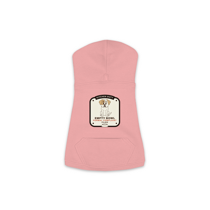 Empty Bowl dog hoodie in mauvelous pink, sizes XS to M