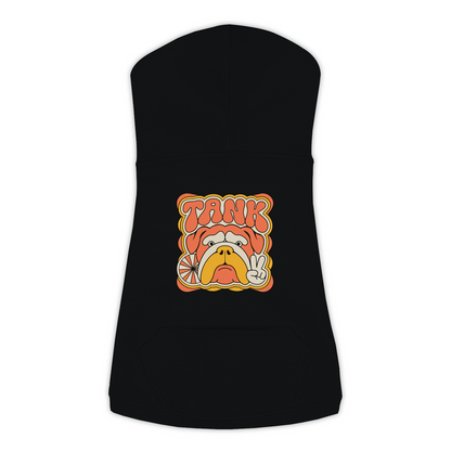 English Bulldog Groovy Retro Hoodie in Black - back view