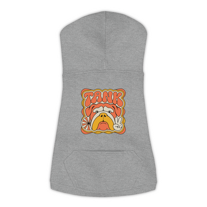 English Bulldog Groovy Retro Hoodie in Granite Heather - back view