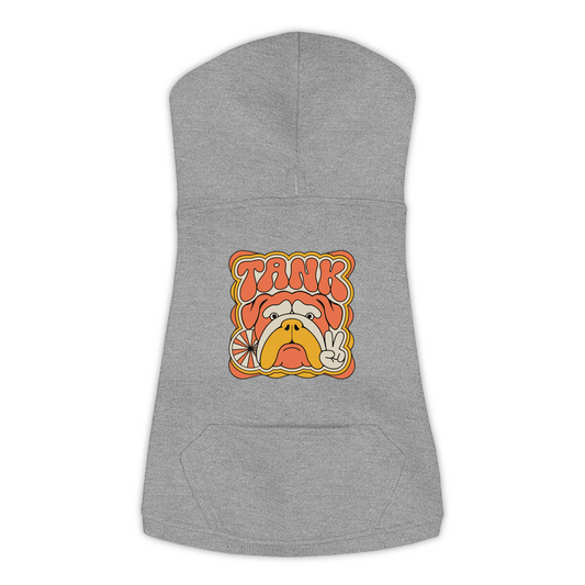 English Bulldog Groovy Retro Hoodie in Granite Heather - detail view