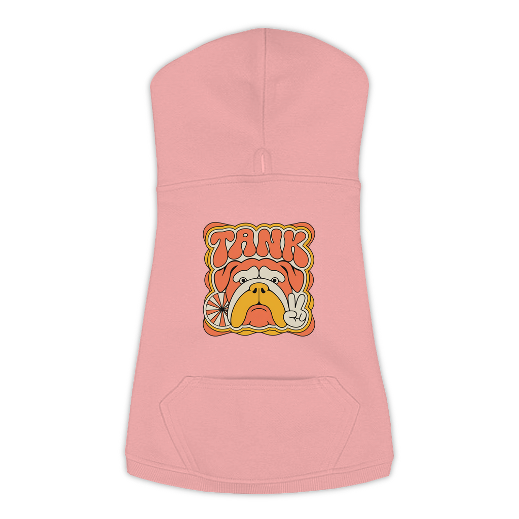 English Bulldog Groovy Retro Hoodie in Mauvelous - front view