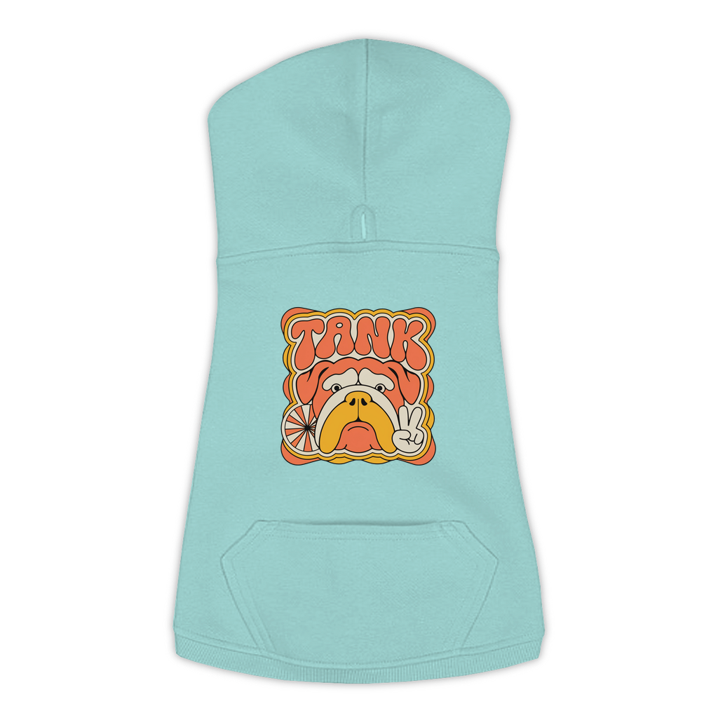 English Bulldog Groovy Retro Hoodie in Saltwater - back view