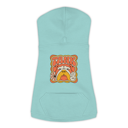 English Bulldog Groovy Retro Hoodie in Saltwater - back view