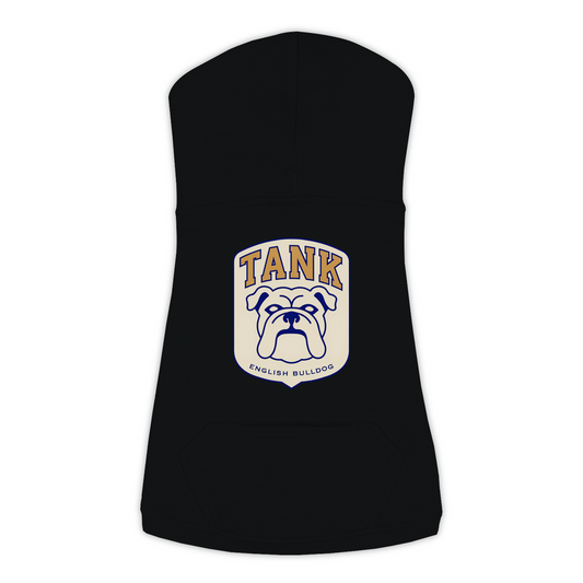 English Bulldog Hoodie — Tank Patch design in Black, view 1