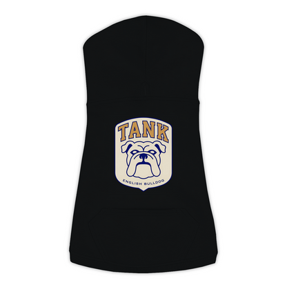 English Bulldog Hoodie — Tank Patch design in Black, view 3