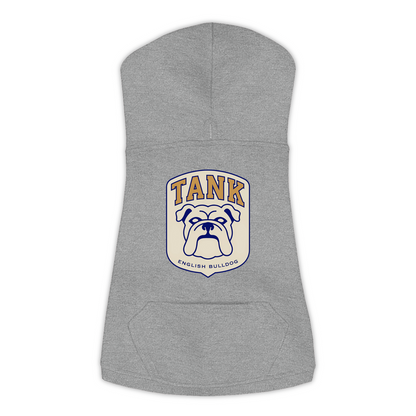 English Bulldog Hoodie — Tank Patch design in Granite Heather, view 2