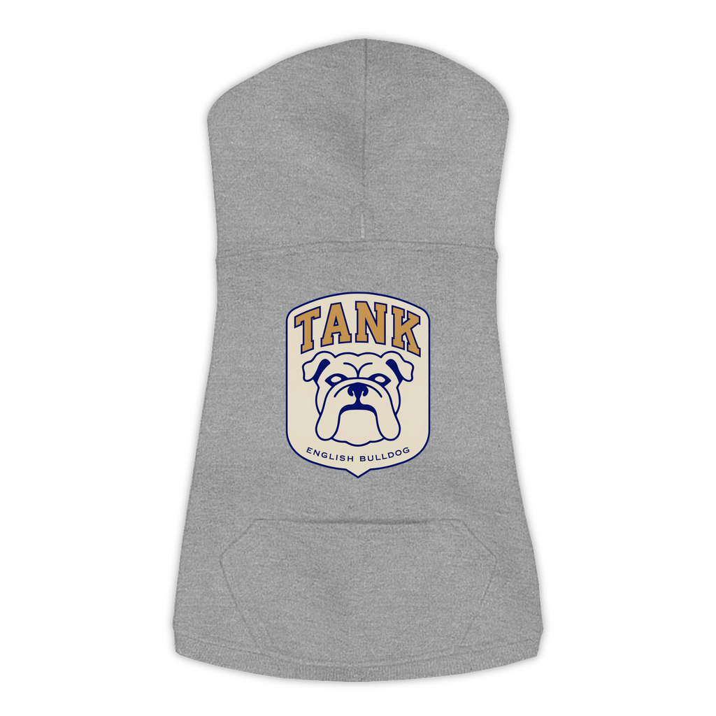 English Bulldog Hoodie — Tank Patch design in Granite Heather, view 3