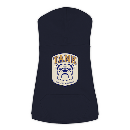 English Bulldog Hoodie — Tank Patch design in Navy, view 3