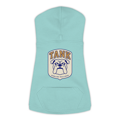 English Bulldog Hoodie — Tank Patch design in Saltwater, view 3