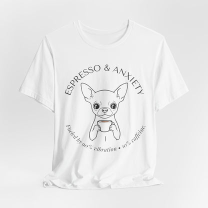 Espresso & Anxiety Chihuahua T-Shirt fabric detail