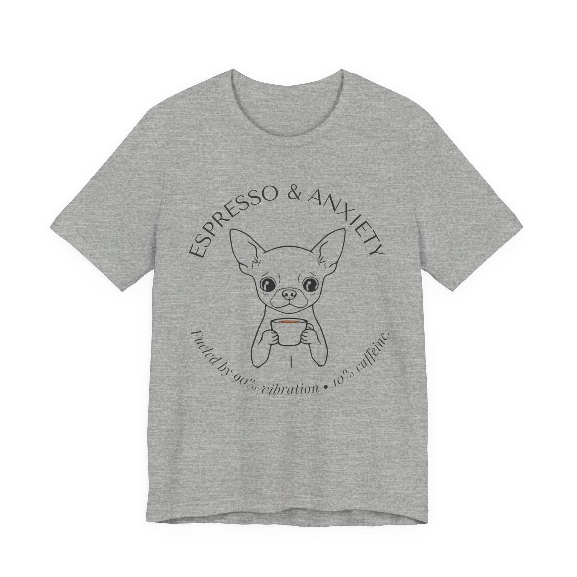 Espresso & Anxiety Chihuahua T-Shirt sleeve detail