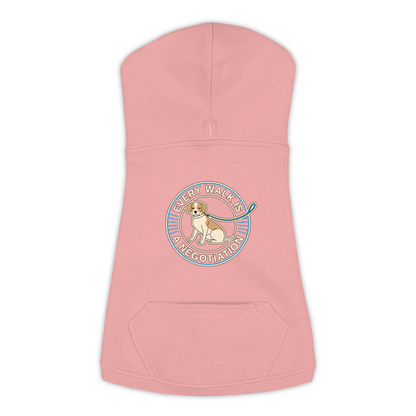 Every Walk Is A Negotiation Dog Hoodie in Mauvelous