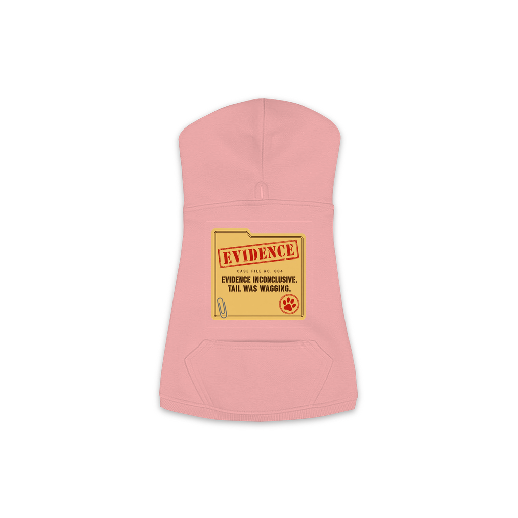 Evidence Inconclusive dog hoodie in mauvelous pink, sizes XS to M