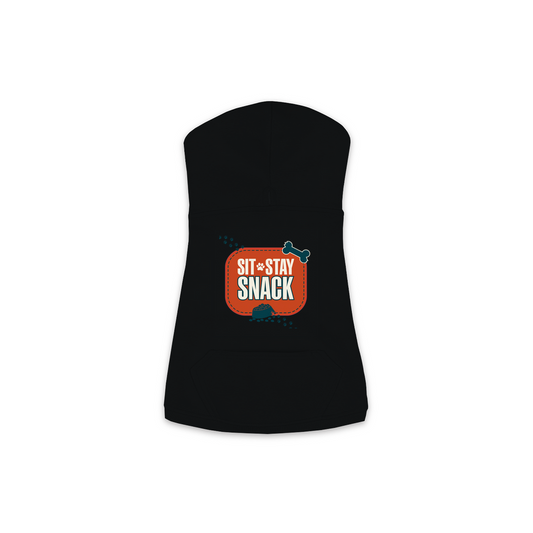 Sit Stay Snack Dog Hoodie — Black, XS