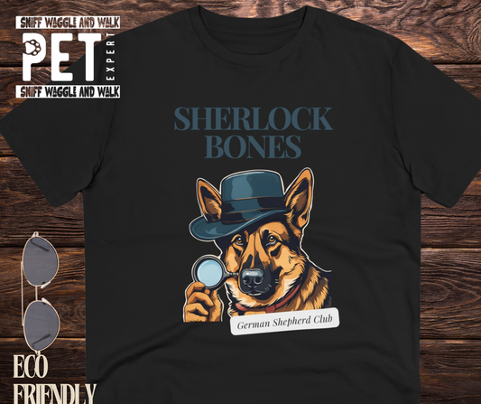 "SHERLOCK BONES" Organic Creator T-shirt - Unisex by Sniffwaggleandwalk™