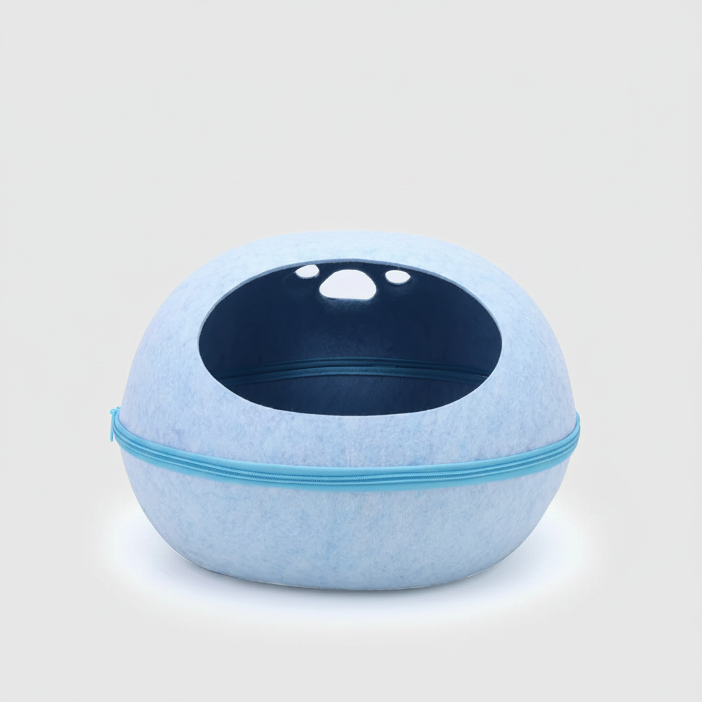 purr felt cat bed cave blueblue