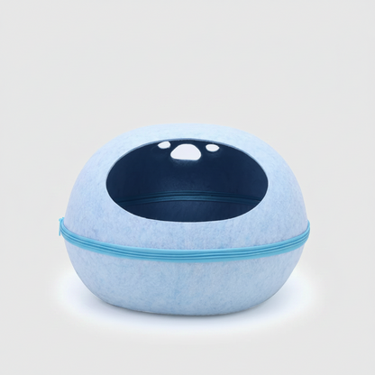 purr felt cat bed cave blueblue