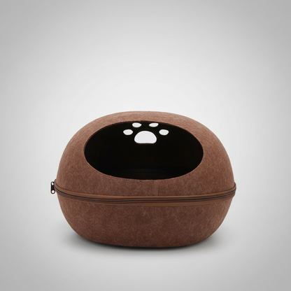 felt cat bed cave brown