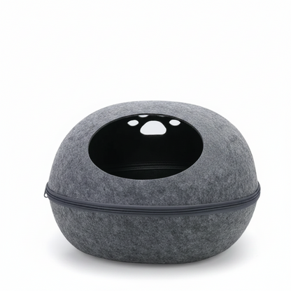 felt cat bed cave grey