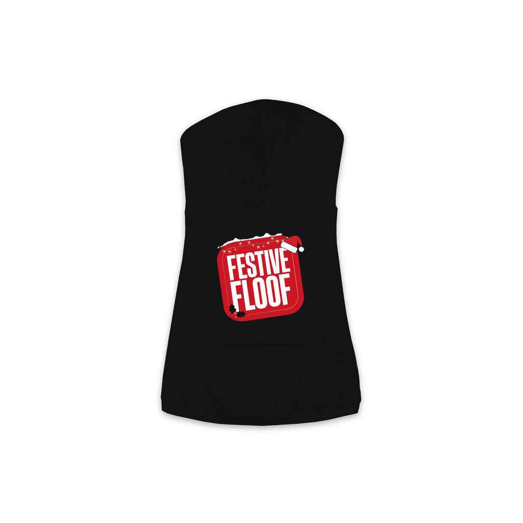 Festive Floof Dog Hoodie — Black, Medium (M)