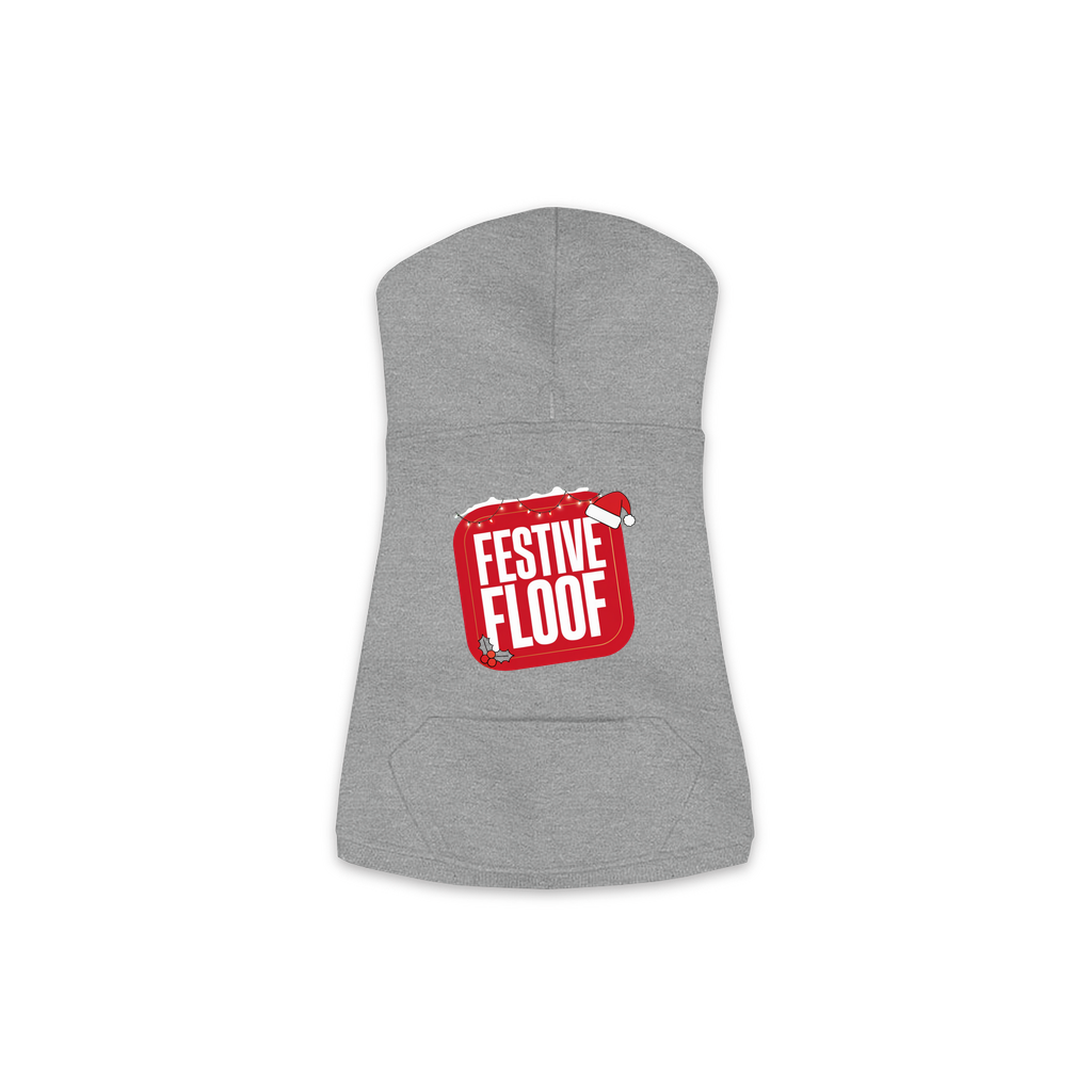 Festive Floof Dog Hoodie — Granite Heather, Extra Small (XS)