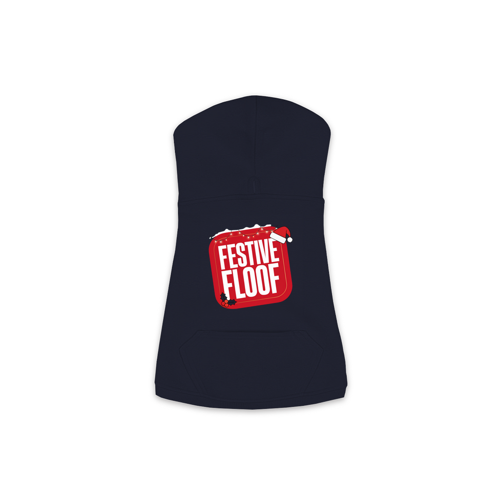 Festive Floof Dog Hoodie — Navy, Medium (M)