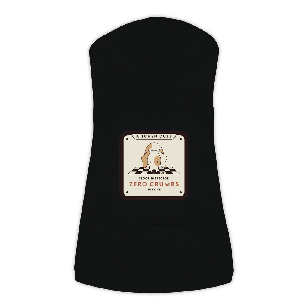 Floor Inspector funny dog hoodie in black, sizes L to 3XL