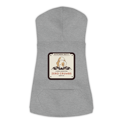 Floor Inspector funny dog hoodie in granite heather grey, sizes L to 3XL