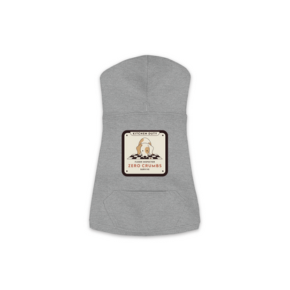 Floor Inspector dog hoodie in granite heather grey, sizes XS to M