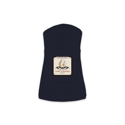 Floor Inspector dog hoodie in navy, sizes XS to M