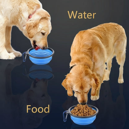 Sniffwagglenwalk™ Portable Silicone folding Dog Bowl With Carabiner. - Sniff Waggle And Walk
