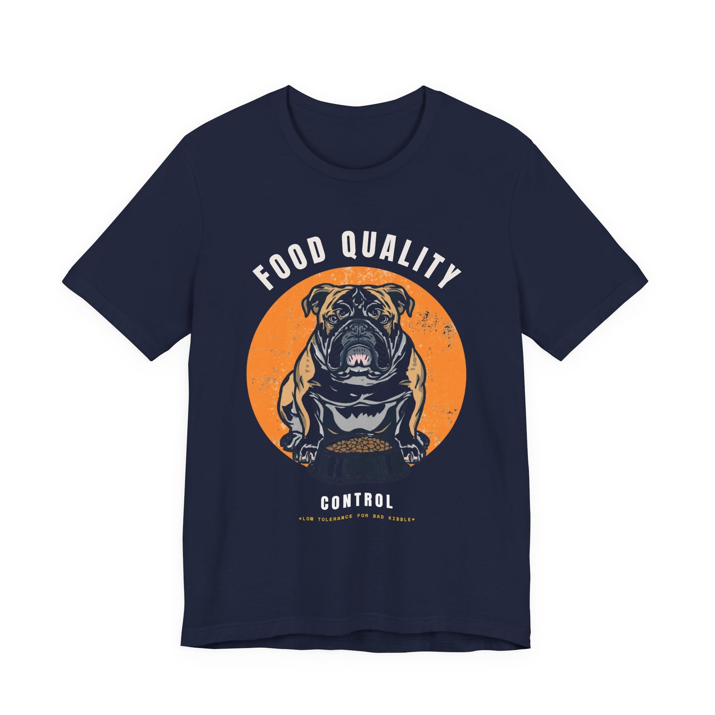 Food Quality Control Bulldog t-shirt — Black colour option