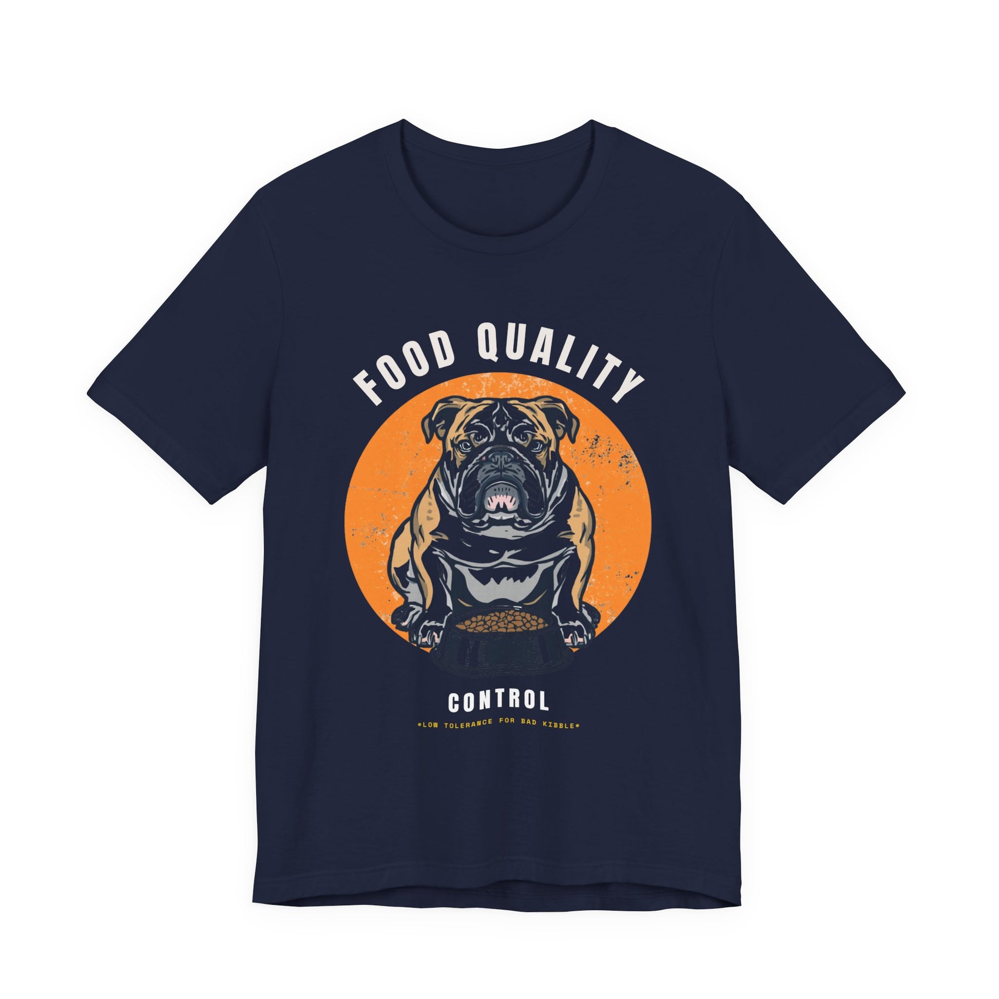 Food Quality Control Bulldog t-shirt — Black colour option