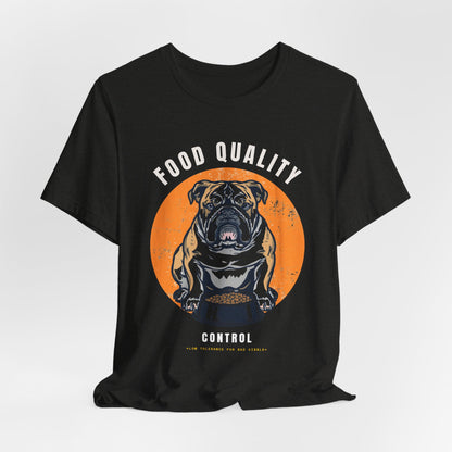 Food Quality Control Bulldog t-shirt — fabric detail close-up