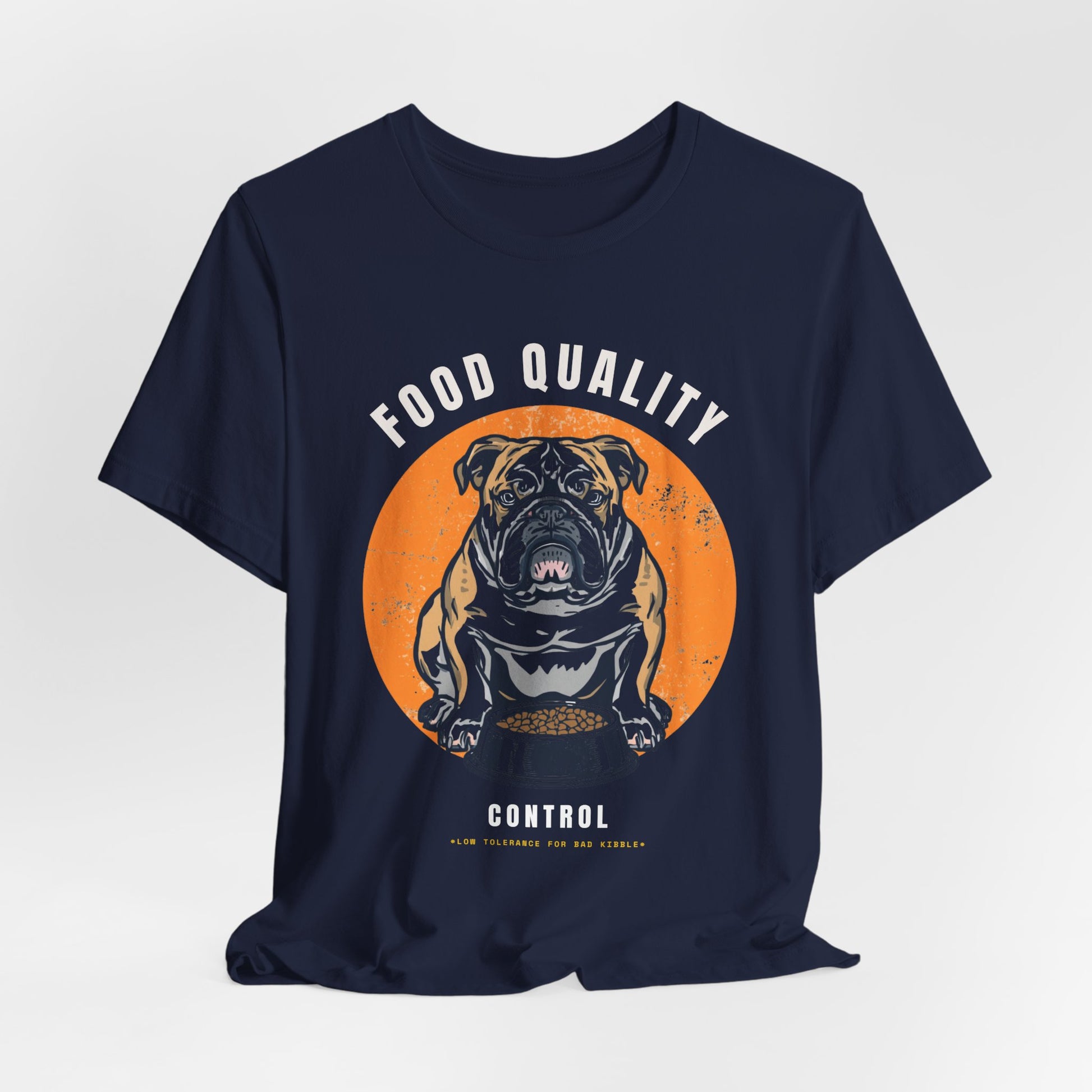 Food Quality Control Bulldog t-shirt — size chart reference